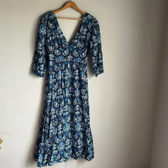 NEW caroline constas dahlia navy print dress - Picture 2 of 11